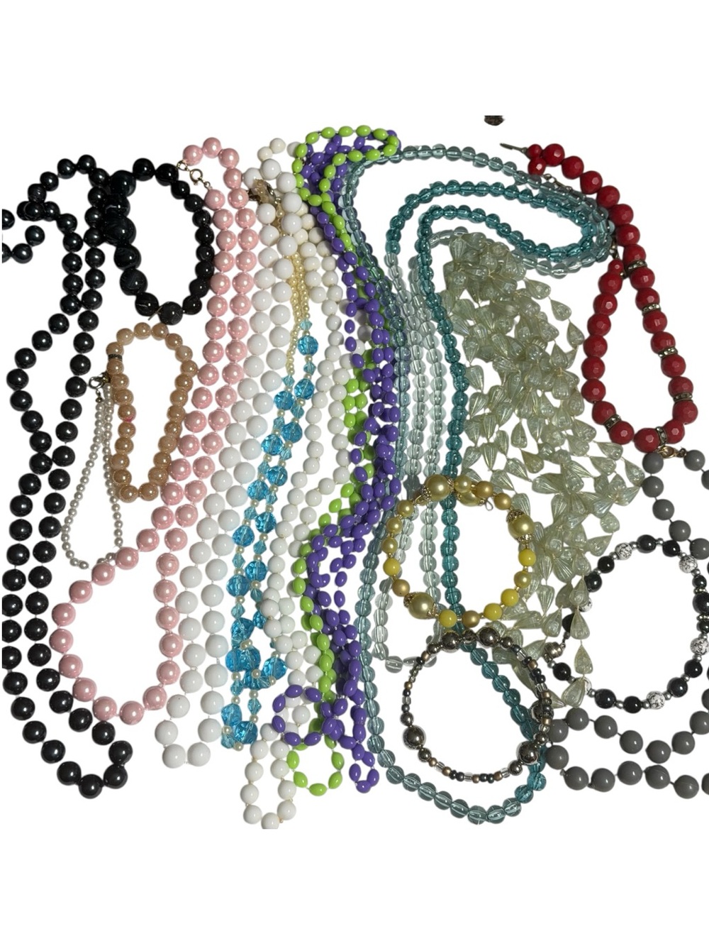 Beaded Retro Necklaces & Bracelets Lot of 18 Multi Color Vintage to Now